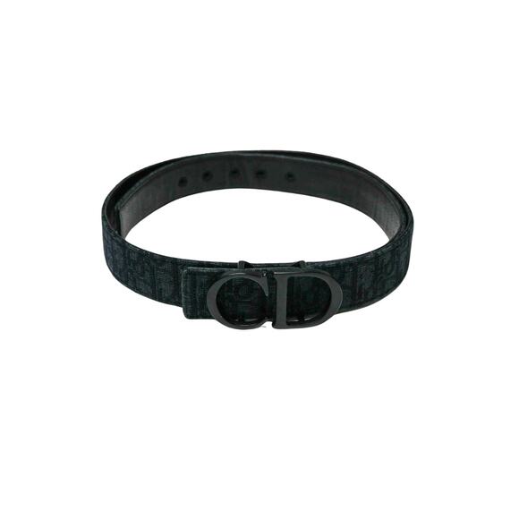 Dior Belt Reversible Oblique Jacquard Navy Black with Buckle 36" - Picture 5 of 11